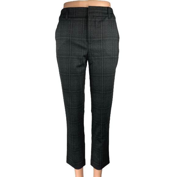 Wit & Wisdom Pants - Wit & Wisdom Black Plaid Mid Rise Slim Straight Cropped Trouser Pants Size 2